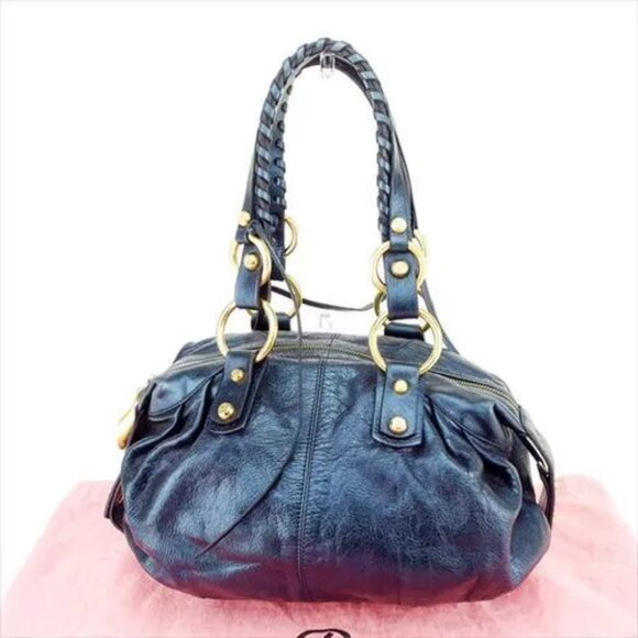 Francesco Biasia Shoulder bag Navy Gold Woman Authentic